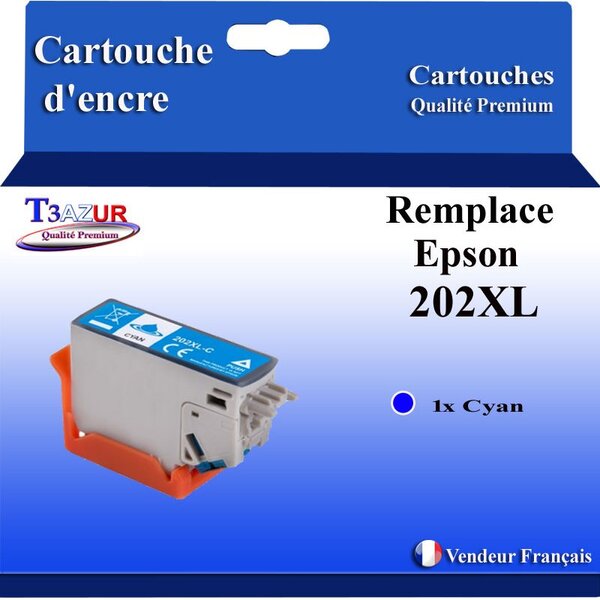 Cartouche Compatible pour Epson T02H2 / T02F2 (202XL) Cyan pour Epson Expression Premium XP-6100  XP-6105
