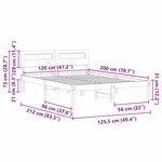 vidaXL Cadre de lit Marron cire 120 x 200 cm Bois massif en pin