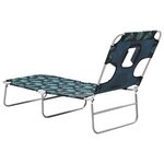 vidaXL Chaise longue pliable coussin de tête Acier Motif de feuilles