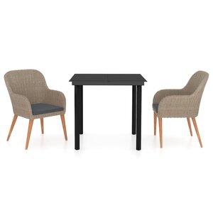 vidaXL Ensemble à manger de jardin avec coussins 3 Pièces marron