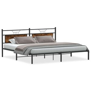 vidaXL Cadre de lit sans matelas chêne fumé 200x200 cm bois ingénierie