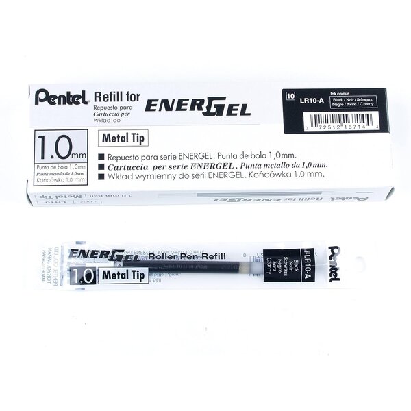 Recharge LR10N pour Roller Energel BL60 pointe large Noir x 12 PENTEL