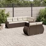 vidaXL Salon de jardin avec coussins 7 Pièces marron résine tressée