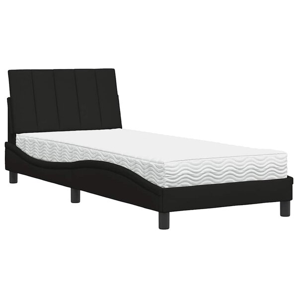 vidaXL Lit avec matelas Hanko noir 90x200 cm tissu