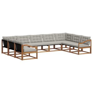 vidaXL Ensemble de canapés d'extérieur 9 Pièces Gris Naturel et Clair