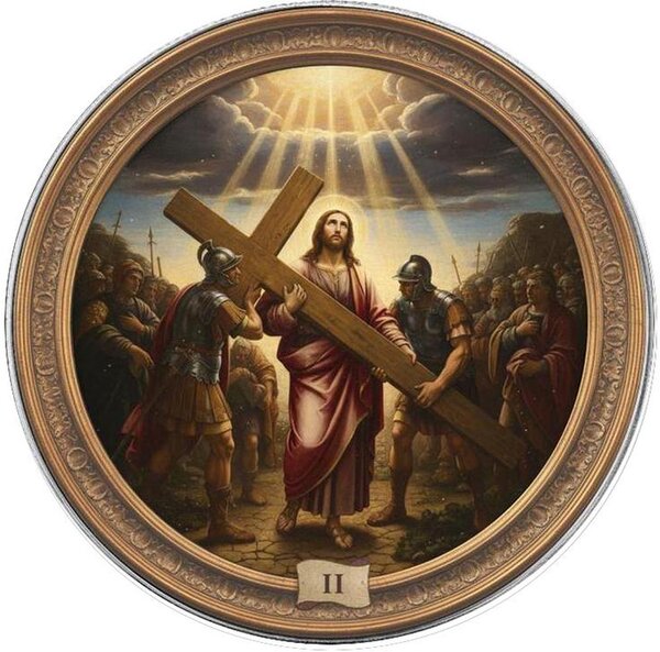Pièce de monnaie en Argent 1 Dollar g 31.1 (1 oz) Millésime 2026 Via Crucis The Fifteen Stations JESUS TAKES UP HIS CROSS