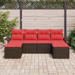 vidaXL Ensemble de canapé de jardin 6 Pièces Marron polyrotin