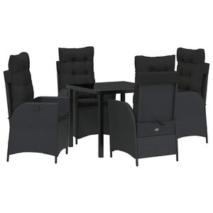 vidaXL Ensemble de salle à manger pour jardin 5 Pièces Noir polyrotin