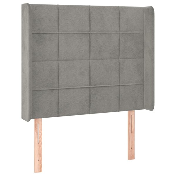 vidaXL Tête de lit avec oreilles Gris clair 103x16x118/128 cm Velours