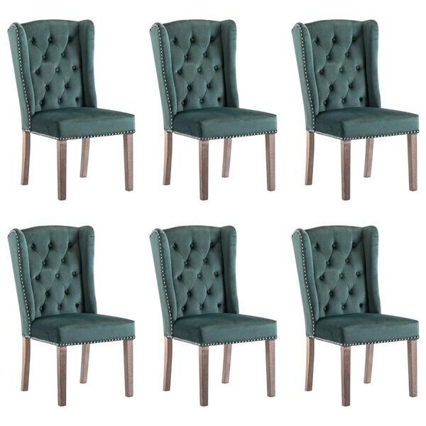 vidaXL Chaises à manger lot de 6 vert foncé velours