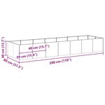 vidaXL Jardinière rouillé 280x80x40 cm acier inoxydable
