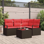 vidaXL Ensemble de canapé de jardin avec coussin 5 Pièces Marron et rouge