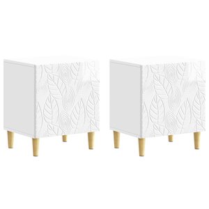 vidaXL Table de chevet 2 Pièces Blanc brillant 43 x 34 5 x 50 cm
