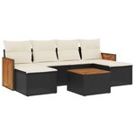 vidaXL Salon de jardin 7 Pièces avec coussins noir résine tressée