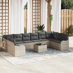 vidaXL Ensemble de canapé de jardin 11 Pièces Gris clair Poly rotin