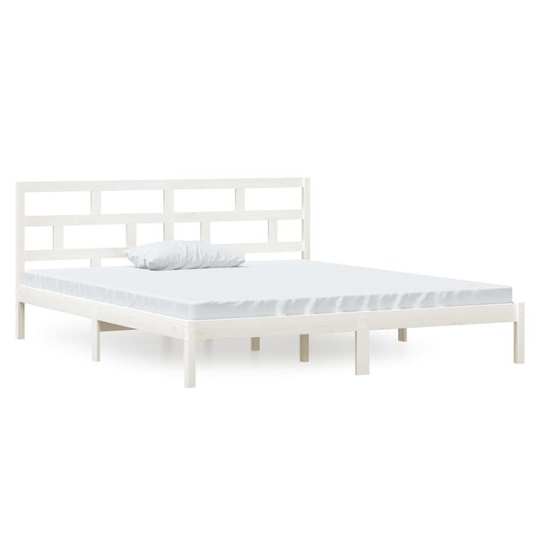 vidaXL Cadre de lit Blanc 135x190 cm Double Bois massif