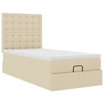 vidaXL Lit ottoman avec matelas crème 100x200 cm tissu