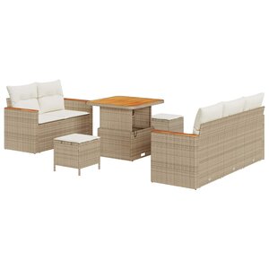 vidaXL Ensemble de canapé de jardin 8 Pièces Beige polyrotin