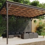 vidaXL Salon de jardin 12 Pièces avec coussins Résine tressée Gris