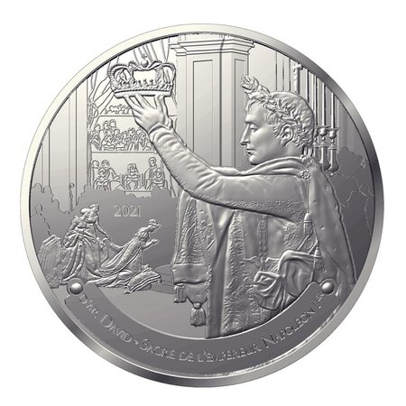 Pièce de monnaie 50 euro France 2021 argent BE – Sacre de Napoléon et Musée du Louvre
