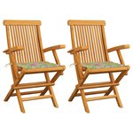 vidaXL Chaises de jardin lot de 2 et coussins à motif de feuilles Teck