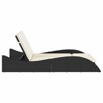 vidaXL Chaise longue avec coussins noir 114x205x73 cm résine tressée