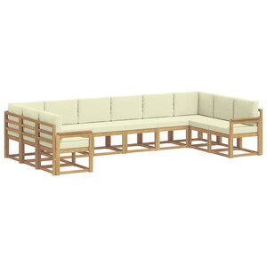 vidaXL Ensemble de canapés d'extérieur 10 Pièces Blanc et crème