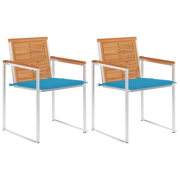vidaXL Chaises de jardin avec coussins 2 Pièces Acacia solide et acier