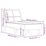 vidaXL Chaise longue gris clair velours
