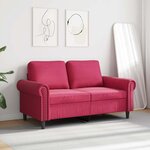 vidaXL Canapé à 2 places Rouge bordeaux 120 cm Velours