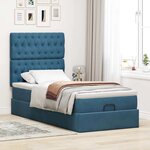 vidaXL Cadre de lit ottoman avec matelas bleu foncé 100x200 cm velours