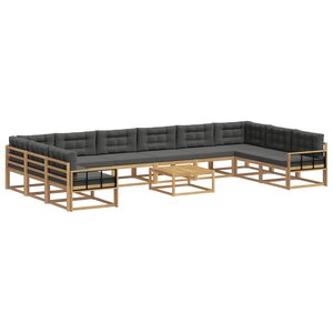 vidaXL Ensemble de canapés d'extérieur 11 Pièces Blanc et anthracite