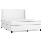 vidaXL Sommier à lattes de lit avec matelas Blanc 180x200cm Similicuir