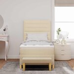 vidaXL Lit à ressorts avec matelas Crème 100 x 200 cm tissu