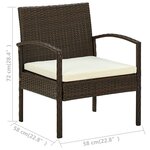 vidaXL Chaise de jardin avec coussin Résine tressée Marron