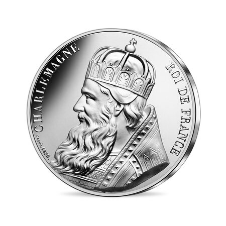 Pièce d'histoire monnaie de 10 euro argent charlemagne