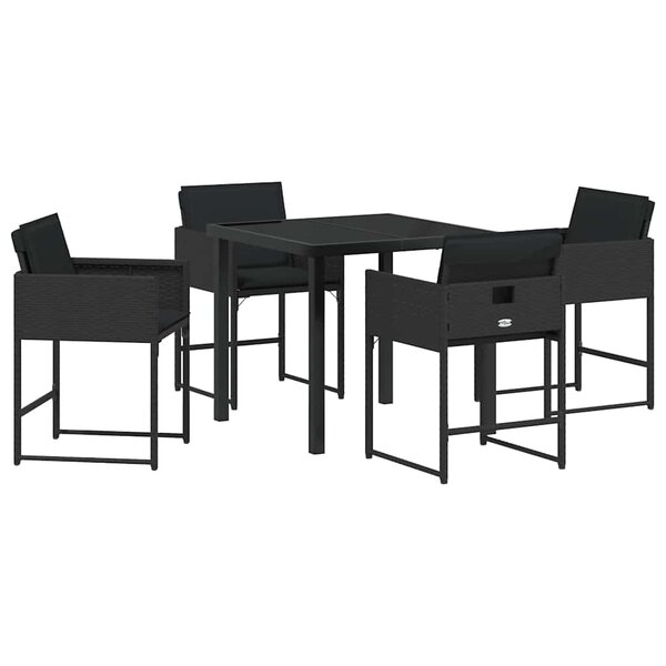 vidaXL Ensemble de salle à manger pour jardin 5 Pièces Noir polyrotin