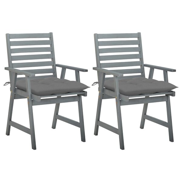 vidaXL Chaises à manger d'extérieur lot de 2 et coussins Acacia massif