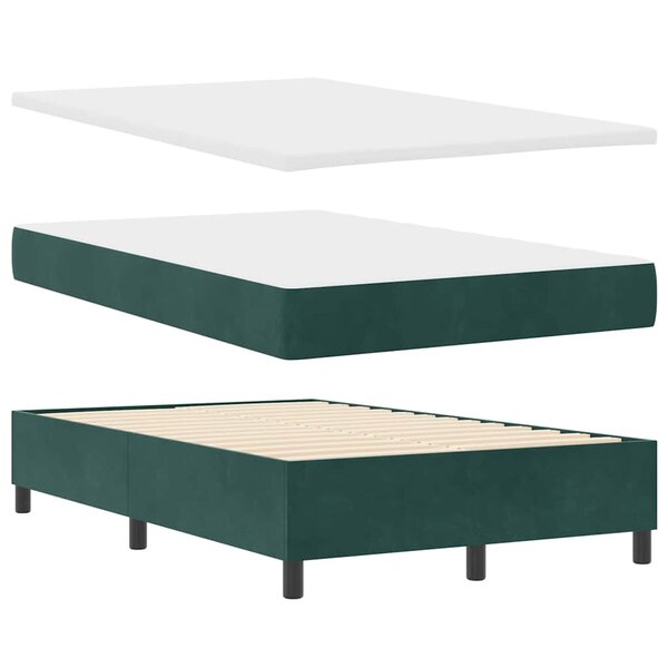vidaXL Lit à ressorts avec matelas Vert foncé 120 x 200 cm Velours