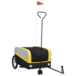 vidaXL Remorque de vélo noir et jaune 45 kg fer