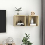 vidaXL Armoires murales 2 Pièces Chêne Sonoma 37x37x37 cm Bois ingénierie
