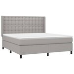 vidaXL Sommier à lattes de lit matelas LED Gris clair 160x200 cm Tissu