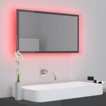 vidaXL Miroir LED de salle de bain Gris brillant 80x8 5x37cm Acrylique