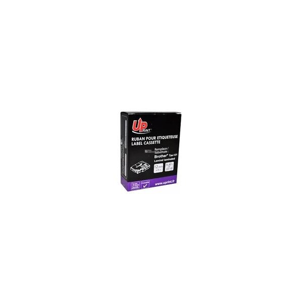 Ruban compatible pour brother tze-131 12mm x 8m transparent noir sur blanc