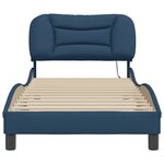 vidaXL Cadre de lit avec LED sans matelas Hvar bleu 90x190 cm tissu