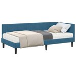 vidaXL Cadre de lit d'angle avec matelas 2 Pièces Bleu Velours