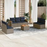 vidaXL Salon de jardin 8 Pièces avec coussins gris résine tressée