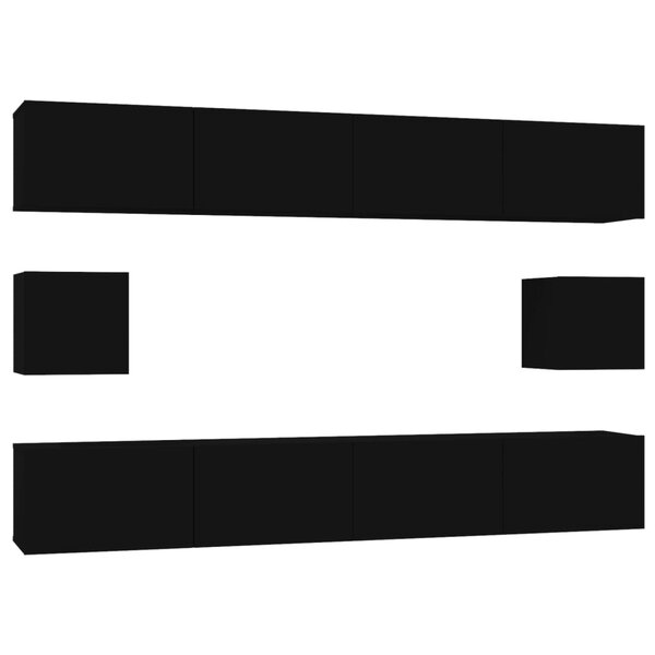 vidaXL Ensemble de meubles TV 6 Pièces Noir Bois d'ingénierie