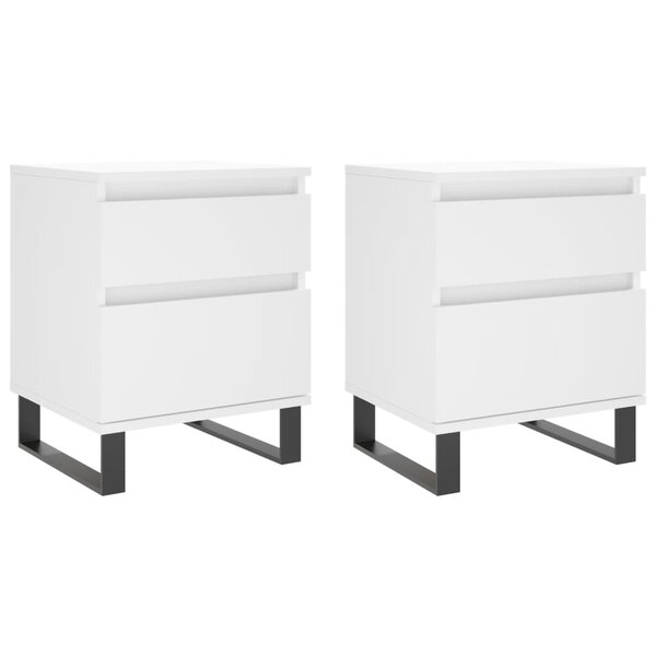 vidaXL Tables de chevet 2 Pièces blanc 40x35x50 cm bois d’ingénierie