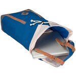 ABBEY Sac a dos scolaire - Fermeture aimantée - Cuir PU look vintage - 100% Polyester 300x300D - Bleu